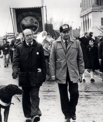Barry with Arthur Scargill during the Miners Strike