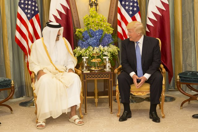 May 2017: Qatari Emir, Tamin bin Hamad Al Thani with Donald  Trump