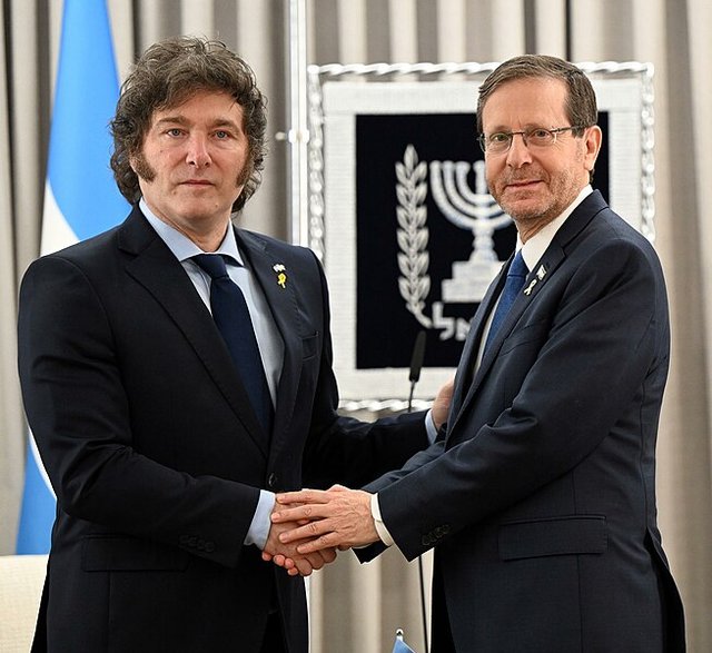 President of Argentina, Javier Milei (left) visits Israel February 2024 photo by Haim Zach