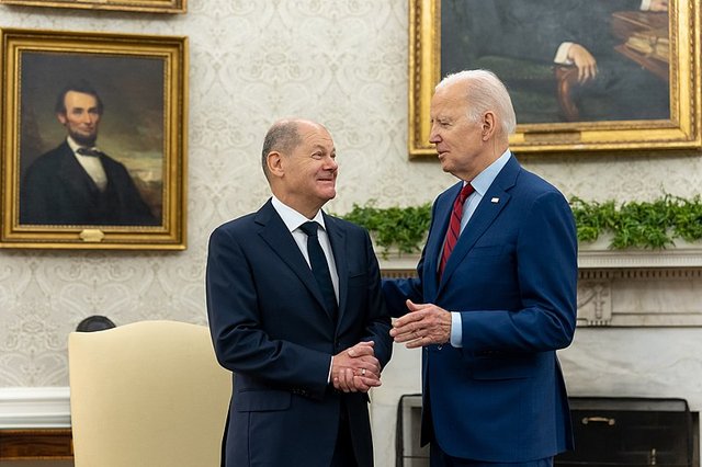 German Chancellor Olaf Scholz meets US President Joe Biden at the White House pic by The White House