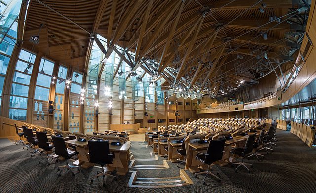 Debating Chamber of the Scottish Parliament photo by Colin