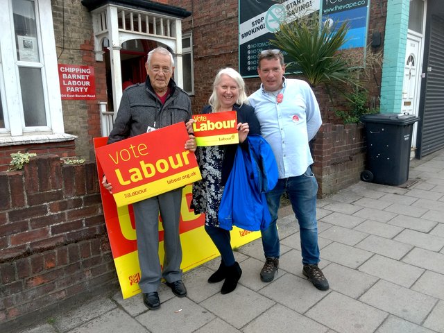 Labour Party campaigners in Chipping Barnet, London